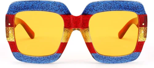Miniatura 3 de Feisedy B2276 Gafas de sol cuadradas de gran tamaño con marco de brillantina multicolor