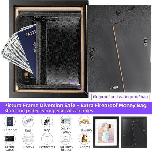 Miniatura 4 de Marco de fotos con bolsa de dinero, caja fuerte de 5 x 7 pulgadas, caja de almacenamiento secreta oculta oculta para ocultar, caja de almacenamiento