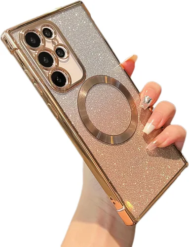 ZTOFERA Funda magnética para Samsung Galaxy S22 Ultra 5G con gradiente de purpurina, [Compatible con MagSafe] Funda de lujo con chapado de purpurina
