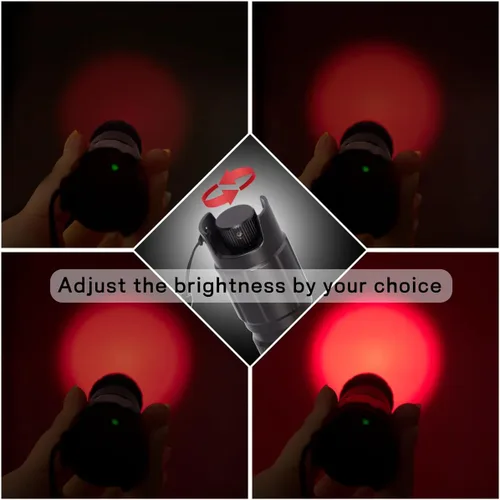 Miniatura 2 de Linterna de luz roja de atenuación continua, pureza alta de 620nm-630nm, brillo ajustable y enfoque para observación nocturna, astronomía, aviación