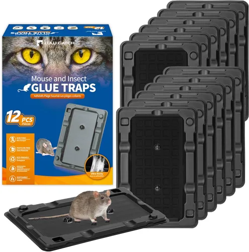 Miniatura 12 de LULUCATCH Trampa adhesiva para ratones, paquete de 12 trampas de pegamento grandes, precebadas, resistentes y no tóxicas, trampas para ratones