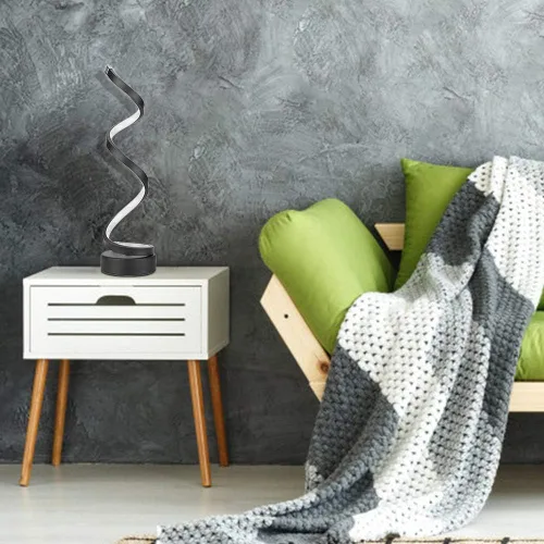 Miniatura 3 de Lámpara de mesa LED en espiral regulable, diseño minimalista moderno de iluminación, lámpara de noche curva de atenuación continua blanca cálida