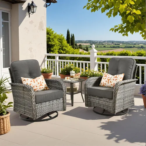 Miniatura 23 de CAODOC Juego de muebles de mimbre para patio, 4 piezas, para todo tipo de clima, sofá biplaza y mesa para patio trasero, balcón y terraza