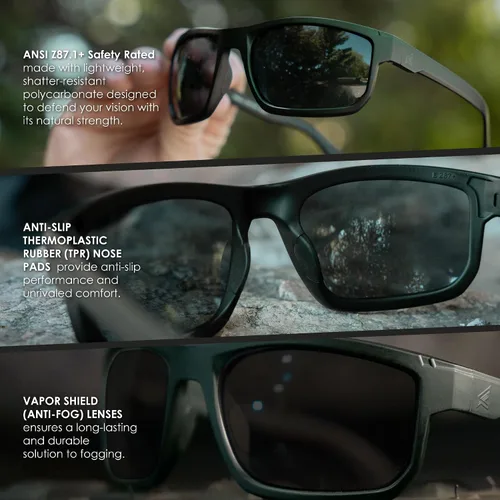 Miniatura 4 de EDGE Gafas de seguridad Defiance Wayfarer, Gafas de seguridad polarizadas Z87, Gafas de sol Z87 para hombre, Gafas de protección, Gafas Z87