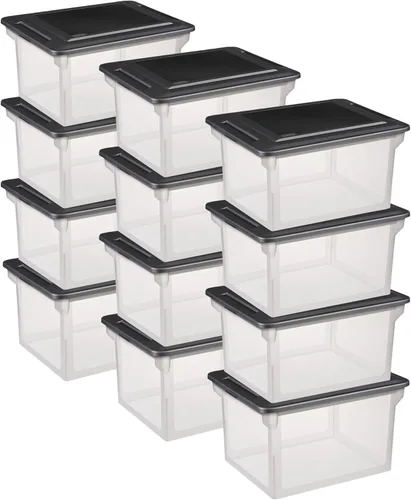 Sterilite - Caja de archivo, contenedor de almacenamiento apilable con tapa, organice recibos, facturas, impuestos y papeles en el hogar, oficina,