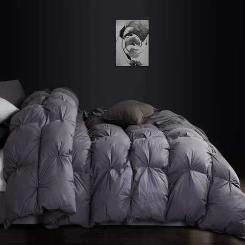 Miniatura 3 de Grandeur Linens - Lujoso edredón de plumón de ganso, diseño plisado de primera calidad, 1200 hilos, 100% algodón egipcio, 750+ potencia de relleno