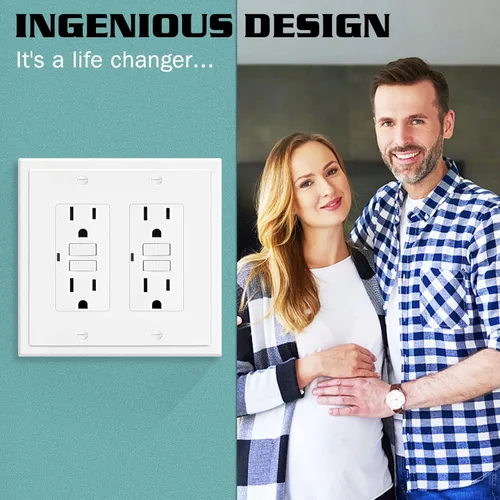 Miniatura 6 de Placa Decorativa de Pared de Borde Moderno de 2 Enchufes, Cubierta para Interruptor de Salida, Doble Decorador, Placa Frontal Eléctrica