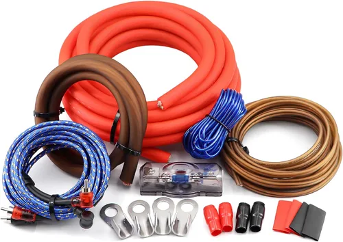 Miniatura 12 de Kit de cableado OFC AMP de calibre 0, kit de instalación de cable de subwoofer de coche de 3000 vatios para amplificador de potencia, radio