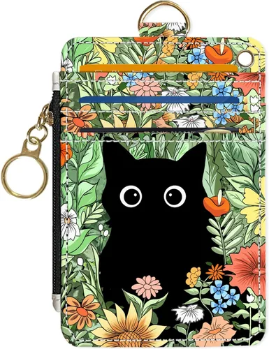 Miniatura 23 de Portafolios delgados con soporte para tarjeta de crédito, funda delgada de cuero PU con bloqueo RFID para viajes con ventana para ID, regalos