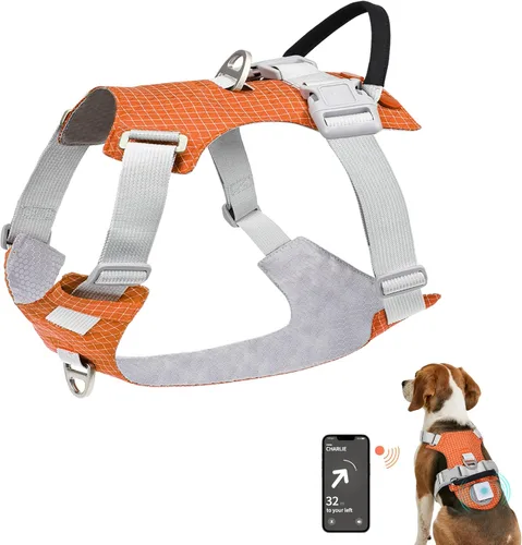Miniatura 8 de Joytale Arnés para perro sin tirones con soporte para AirTag, arnés suave de seguridad nocturna para perro con asa de control y 2 clips, chaleco