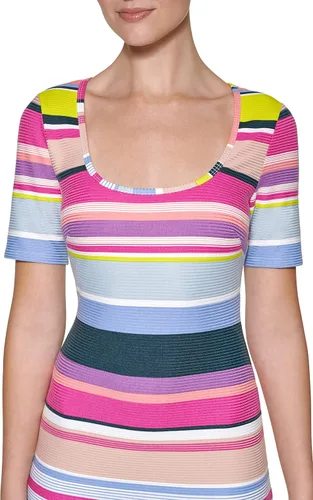 Miniatura 2 de GUESS Vestido maxi de encaje de ganchillo negro y beige para mujer