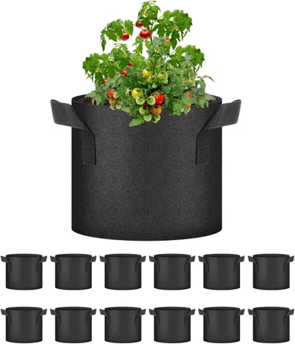 Miniatura 8 de HealSmart Paquete de 6 bolsas de cultivo no tejidas de 1 galón, macetas de tela de aireación con asas, adecuadas para frutas de jardín, verduras
