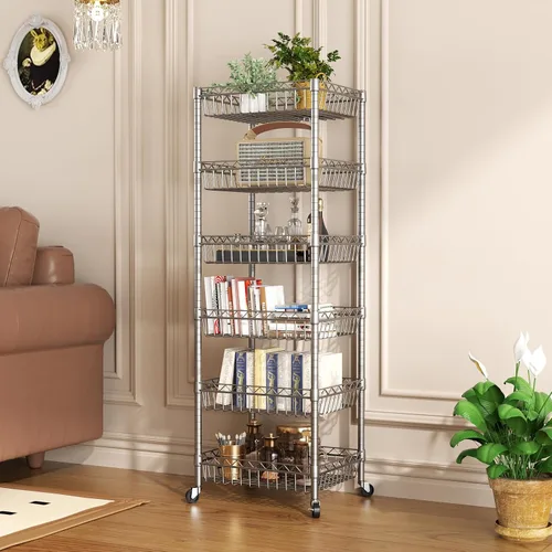 Miniatura 2 de SINGAYE Estantería de Alambre para Almacenamiento: Unidades de Estantes de Pie con Ruedas, Organizadores de Armario, Metal para Despensa, Cocina
