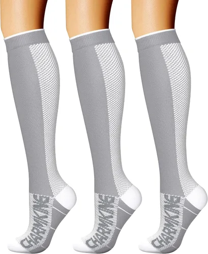 Miniatura 74 de CHARMKING - Calcetines de compresión para mujeres y hombres (3 pares), 15-20 mm Hg, el mejor apoyo para atletismo, running o ciclismo, mejora