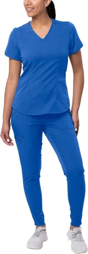 Adar Pro - Conjunto médico moderno para mujer - Camiseta médica moderna con cuello en V y pantalón médico, pantalón de yoga