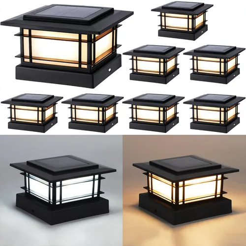 Miniatura 10 de Dynaming Luces solares de 4 x 4 para exteriores con 2 modos de color, luces solares para poste de valla, carcasa negra para postes de vinilo/madera