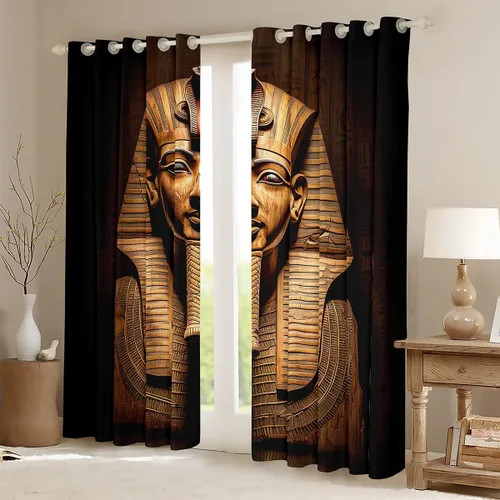 Miniatura 3 de Erosebridal Cortinas de ventana del faraón egipcio, tribu del antiguo Egipto exótico, pirámides egipcias, cortinas decorativas para dormitorio, sala