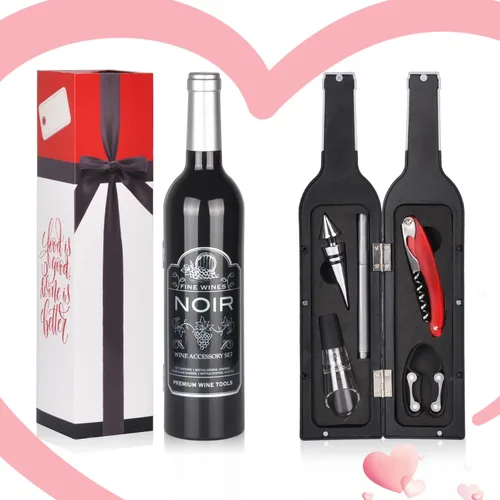 Solaris Juego de regalo de accesorios de vino, 5 piezas de sacacorchos de lujo con elegante caja de regalo, regalo perfecto para vino de fiesta para