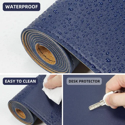 Miniatura 4 de Protector de escritorio de cuero, tapete de escritorio grande con corcho natural y cuero PU, alfombrilla para mouse, alfombrilla de escritorio