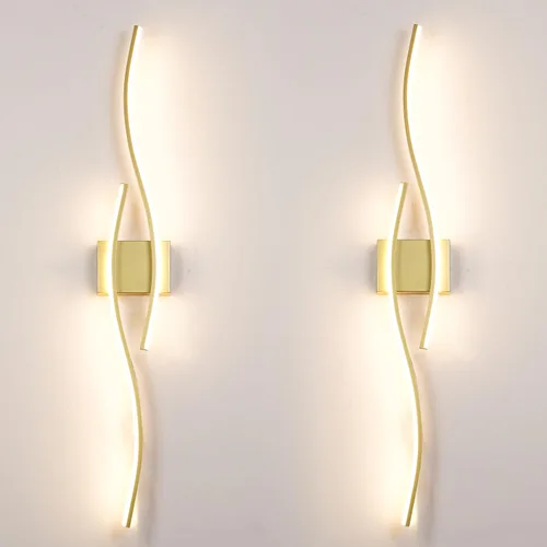 Miniatura 17 de Juego de 2 lámparas de pared enchufables modernas Daunton, luz de pared LED regulable dorada con control remoto, 3CCT ajustable y función