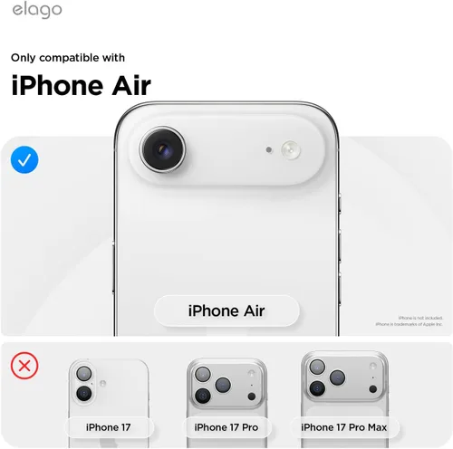 Miniatura 2 de elago Protector de lente de cámara de vidrio templado compatible con iPhone Air, resistente a los arañazos, antihuellas, fácil instalación