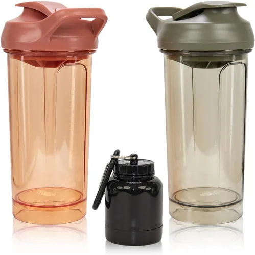 Miniatura 19 de Botella mezcladora de proteínas de 20 onzas, vasos mezcladores de proteínas a prueba de fugas para gimnasio, fitness y suplementos, material PETG