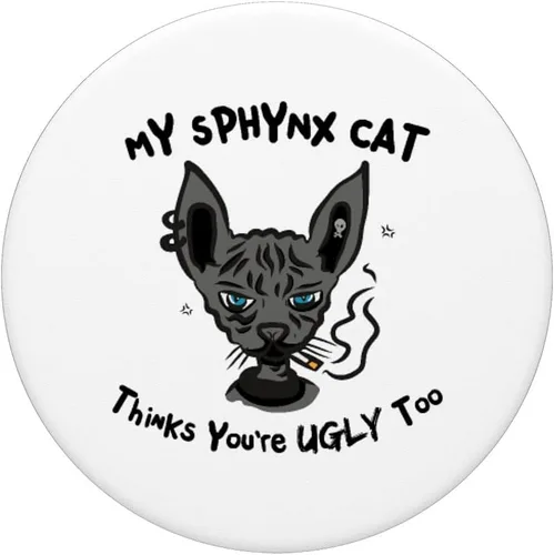Miniatura 3 de My Sphynx Thinks You're Ugly Too Funny Black Hairless PopSockets intercambiables PopGrip