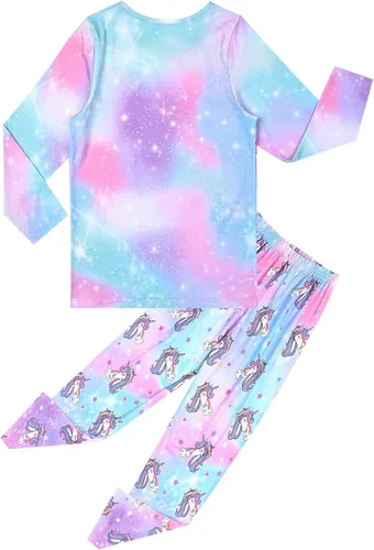Miniatura 2 de QPANCY Pijamas de unicornio para niñas, conjuntos de pijamas de algodón para niños pequeños