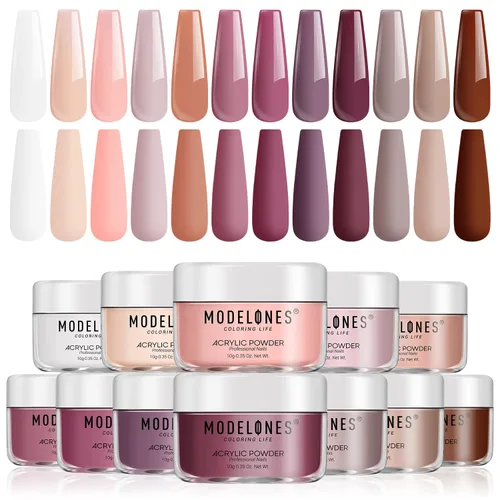 Miniatura 11 de Modelones Polvo acrílico rosa de 6 colores, kit de polvo de uñas acrílico neón con purpurina de verano, polvo de uñas acrílico para el día de San