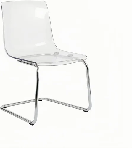 Miniatura 7 de Silla fantasma moderna transparente, asiento de acrílico transparente sobre base de metal resistente, diseño curvado ergonómico para oficina