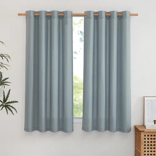 Miniatura 189 de NICETOWN Cortinas de lino natural con textura de lino para dormitorio, mezcla de lino rústica con ojales en la parte superior, semitransparentes