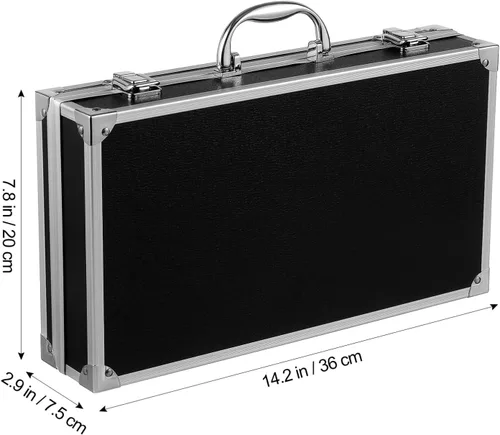 Miniatura 2 de Maletín de aluminio negro con cerradura, maletín de aluminio para hombres o mujeres, funda rígida de metal con espuma para equipaje de viajero