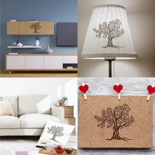 Miniatura 7 de GORGECRAFT Plantilla grande de árbol de la vida de 12 x 12 pulgadas, reutilizable, decoración del hogar, plantillas de pintura de árbol de plástico