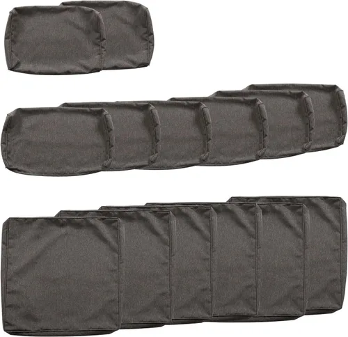 Miniatura 10 de KINTNESS Fundas de cojín de repuesto para sofá modular de ratán de 7 piezas, 14 fundas impermeables para cojines de patio con cremallera (azul)