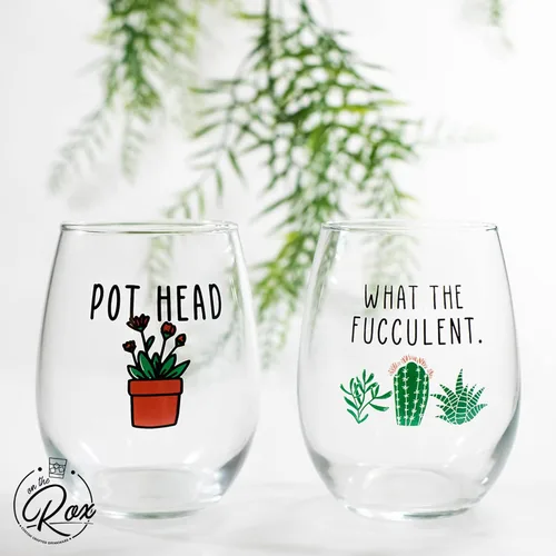 Miniatura 5 de Regalos de vino de cactus y plantas suculentas para mujer, juego de 4 divertidas copas de vino de 15 onzas, taza de regalo para amantes