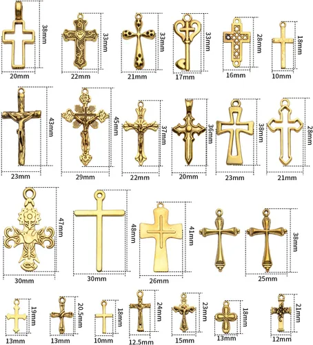 Miniatura 2 de Mixed Crosses Charms Pendants Jewelry Findings for Making Bracelet and Necklace Dorado