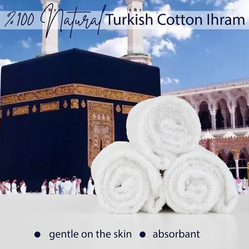 Miniatura 5 de Ihram - Juego de 2 toallas para hombre - Hajj y Umrah - 100% algodón natural - Suave, sin costuras 43.3 x 86.6 in (43 x 86 pulgadas) - Ahram Ehram