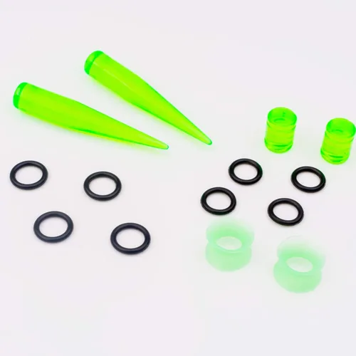Miniatura 4 de Juego de 50 unidades de estiramiento de oreja, dilatadores y tapones 14G-00G de acrílico y silicón para orejas, juego de dilatadores de piercings