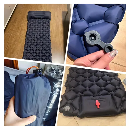 Miniatura 3 de Colchoneta de dormir para campamento: colchoneta inflable ultraligera con bomba de pie y almohada integradas, colchón de aire compacto mejorado