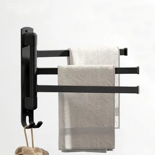 Miniatura 13 de Toallero, toallero giratorio mejorado de aluminio de aviación cuatro en uno, toalleros para baño, ahorro de espacio, oscilante, rotación de 180°