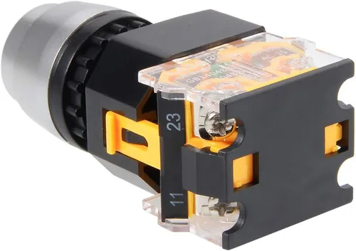 Miniatura 4 de uxcell 1 unids 0.866 in 2 posición clave bloqueo botón interruptor con teclas tono plateado NO/NC