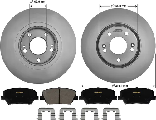 Miniatura 3 de Goodyear Frenos PRK3626F Kit de Frenos Delanteros Premium con Par (2) de Rotores de Freno Recubiertos AntiOx y Pastillas de Freno Cerámica