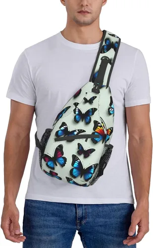 Miniatura 7 de Mariposa y violonchelo bolso bandolera bandolera bolsa de pecho ligero Sling Daypackstravel senderismo ciclismo para hombres mujeres