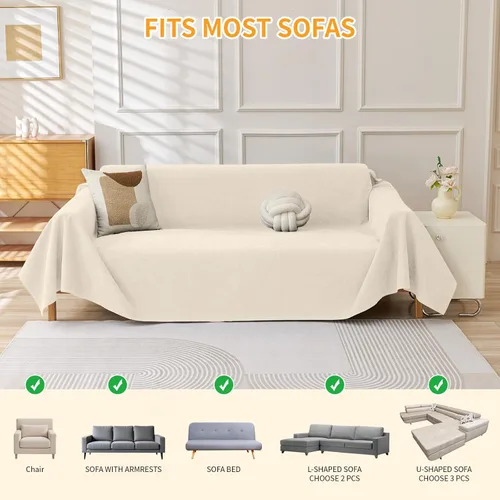 Miniatura 7 de Warmstar Couch Protector from Cat Claws, Waterproof Couch Cover Anti Slip,Couch Cover 3 Cushion Sofa Washable,Anti-Scratch Pet Sofa Cover Heavy Beige