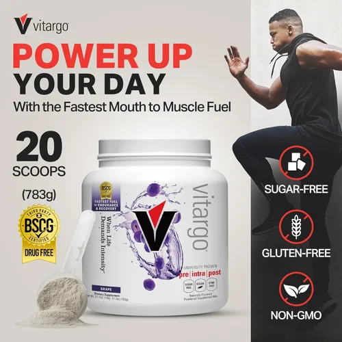 Miniatura 2 de Vitargo Polvo de Carbohidratos Alimenta el Glicógeno Muscular 2 Veces Más Rápido 1 Libra Uva Polvo de Recuperación Pre y Post Entrenamiento
