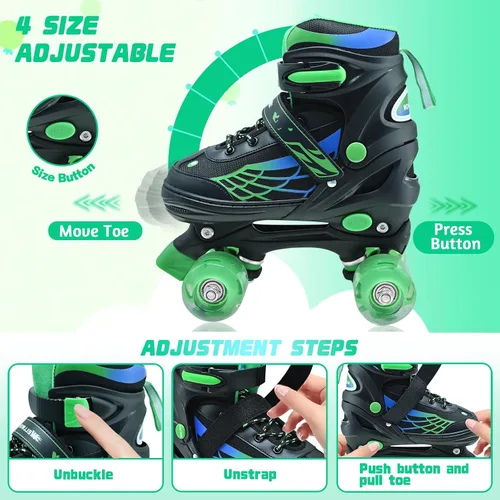 Miniatura 5 de Patines de ruedas para niños y niñas, patines ajustables para niños de 5 a 8 años, 6 a 12 años, con ruedas iluminadas, patines para principiantes