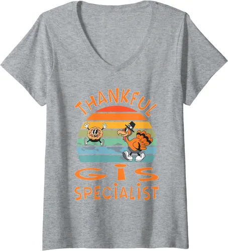 Miniatura 7 de Womens GIS Specialist Job Funny Thanksgiving V-Neck T-Shirt