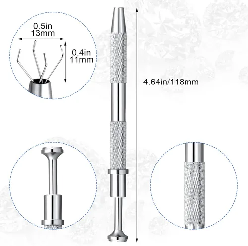 Miniatura 2 de ANCIRS Paquete de 3 herramientas de acero inoxidable con 4 garras para recoger piezas pequeñas, agarrador de 4 puntas para objetos pequeños