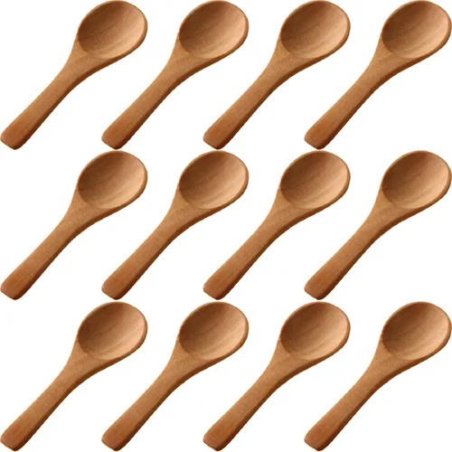 Boao 50 Pzas Cucharas Pequeñas de Madera, 3.5'' L, Mini Cucharas Pequeñas de Madera Natural Cucharaditas Pequeñas para Frascos Azúcar Cremera Miel