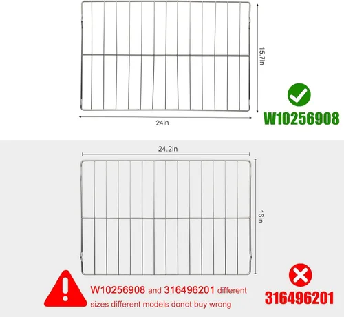 Miniatura 3 de Rejilla de horno W10256908 mejorada de 61 cm x 40 cm para piezas de estufa y horno Whirlpool Reemplaza W10138079, W10179196, 3195710 estante